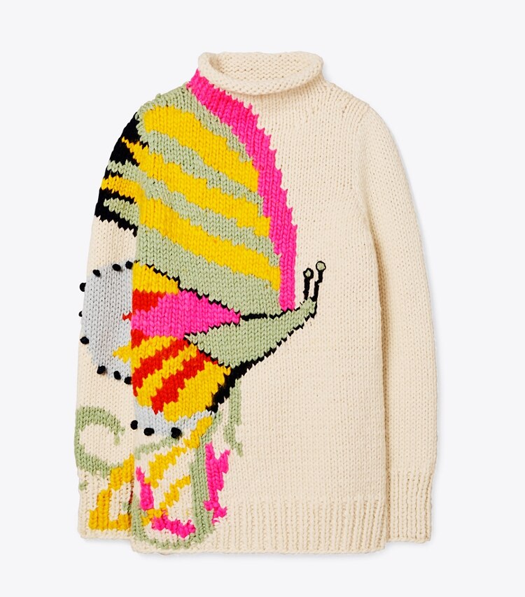 Tory Burch designer sweaters Butterfly Handknit Turtleneck in New Ivory front