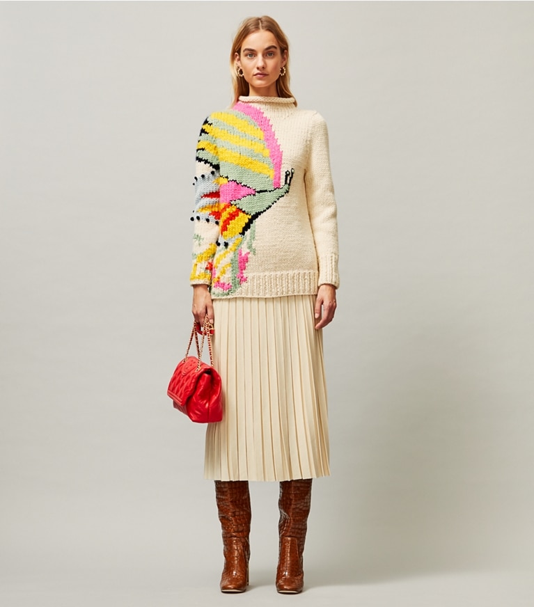 Tory Burch designer sweaters Butterfly Handknit Turtleneck in New Ivory front