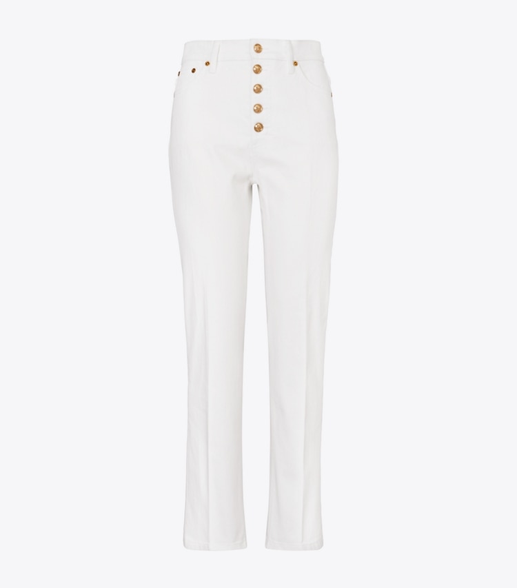 Tory Burch designer bottoms Button-Fly Denim Pant in Rinse front