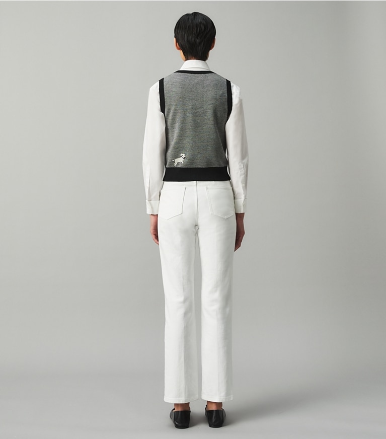 Tory Burch designer bottoms Button-Fly Denim Pant in Rinse front