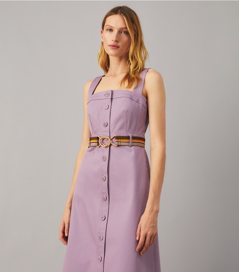 Tory Burch designer dresses Button Front Sundress in Spring Hydrangea front