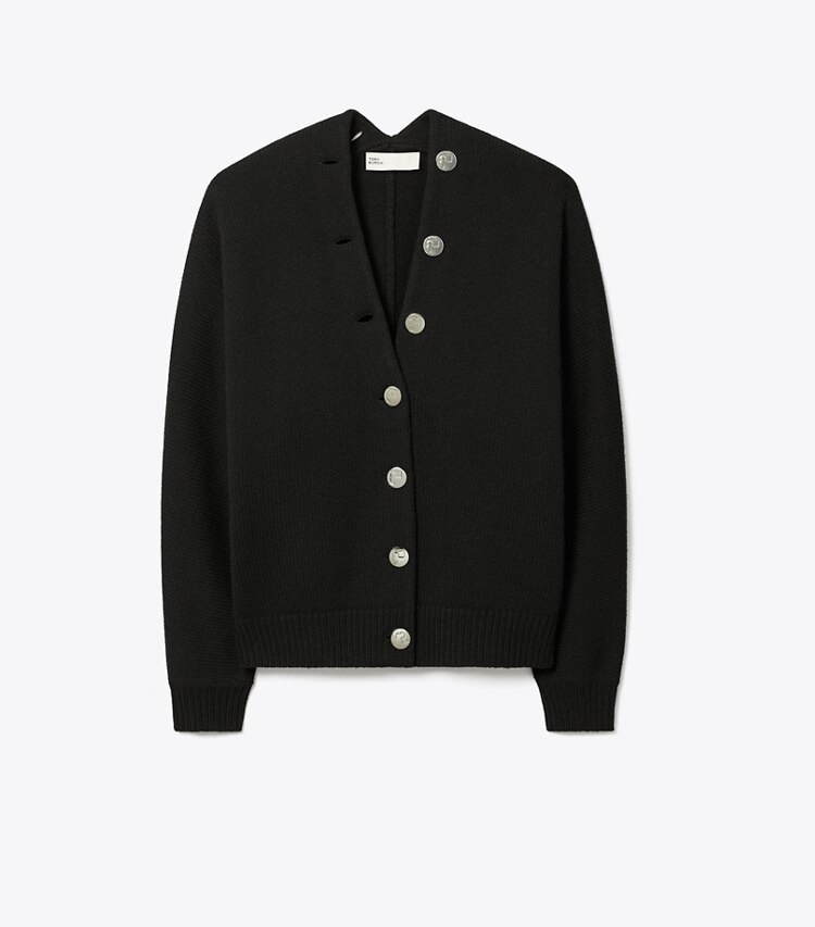 Tory Burch diseñador suéteres Cárdigan de lana merino en Black frente