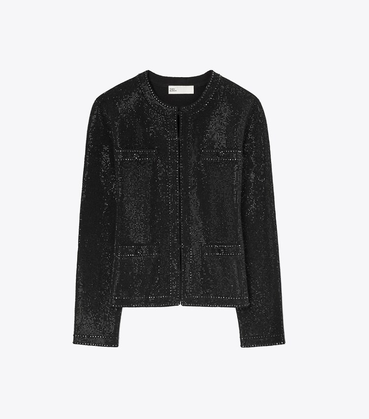 Tory Burch diseñador suéteres Cárdigan Kendra con adornos en Black frente