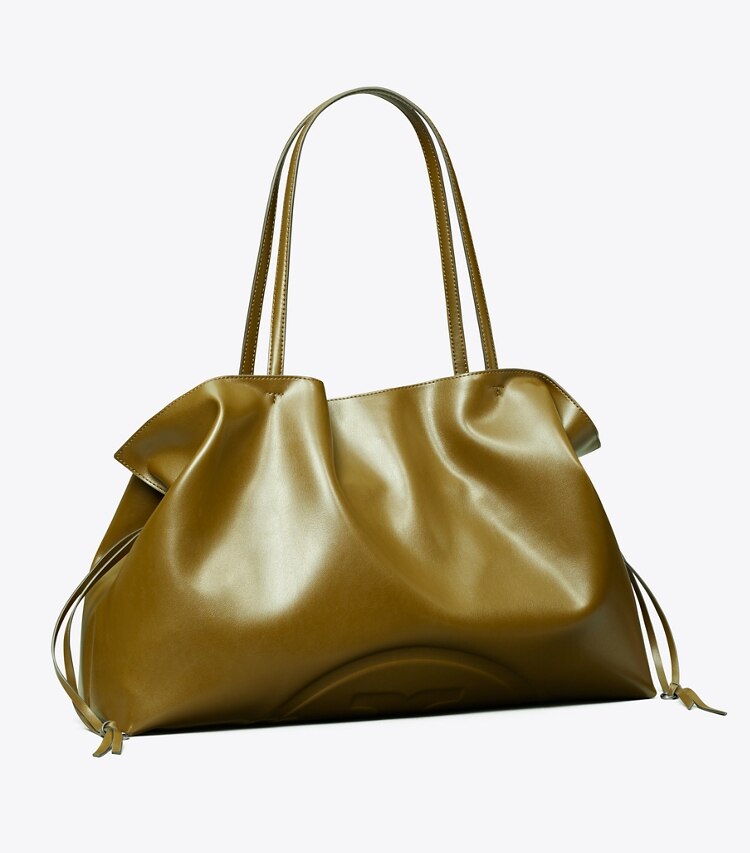 Tory Burch designer cabas Cabas à cordons de serrage Ella natuura™ in Dark Olive angle