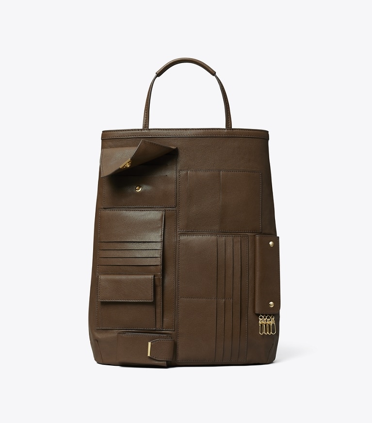 Tory Burch designer cabas Cabas à poches in Swiss Coffee angle