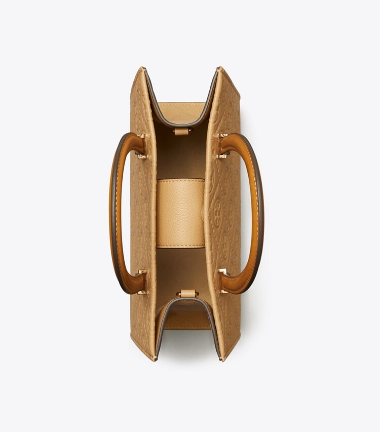 Tory Burch designer cabas Cabas à poignée supérieure T Monogram en cuir grainé in Biscotti dessus
