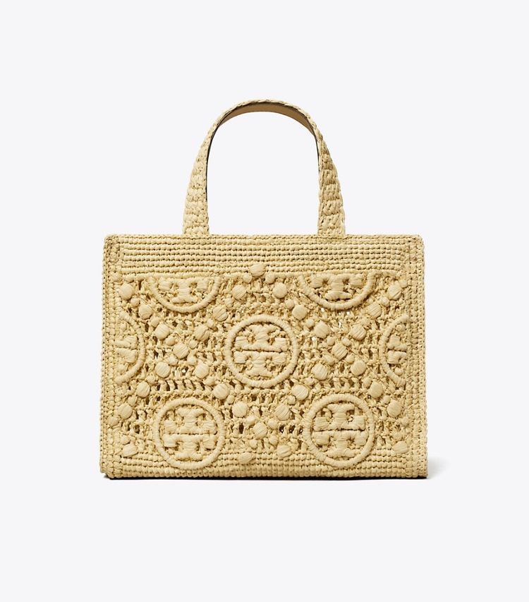 Tory Burch designer sac à main Cabas à poignée supérieure T Monogram en raphia in Natural retour