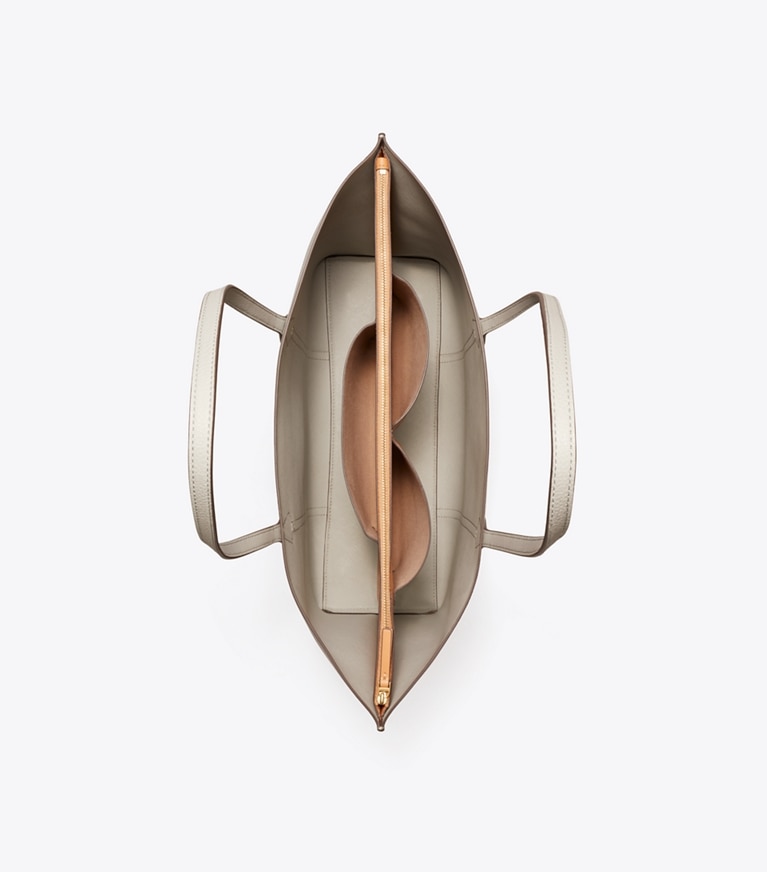 Tory Burch designer cabas Cabas à trois compartiments Perry in Light Granite angle