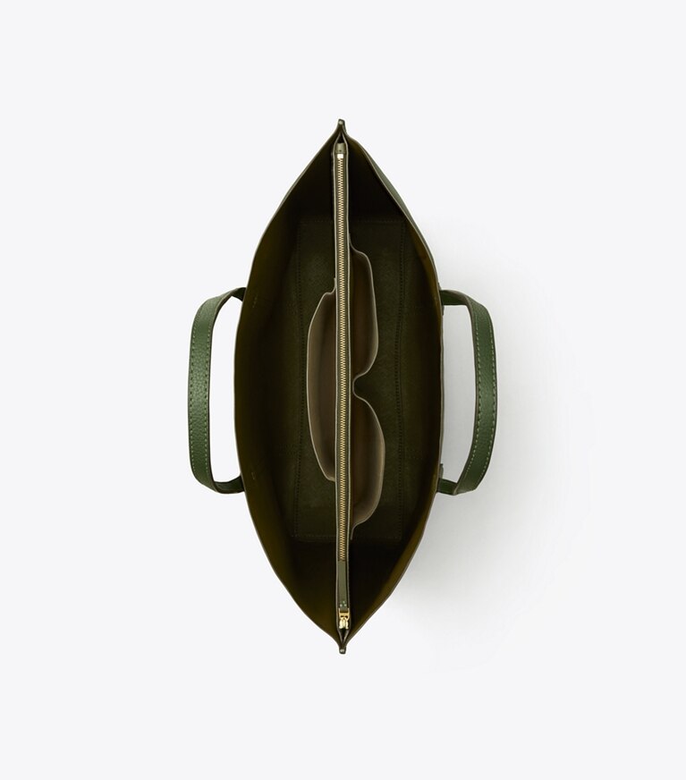 Tory Burch designer cabas Cabas à trois compartiments Perry in Basil angle