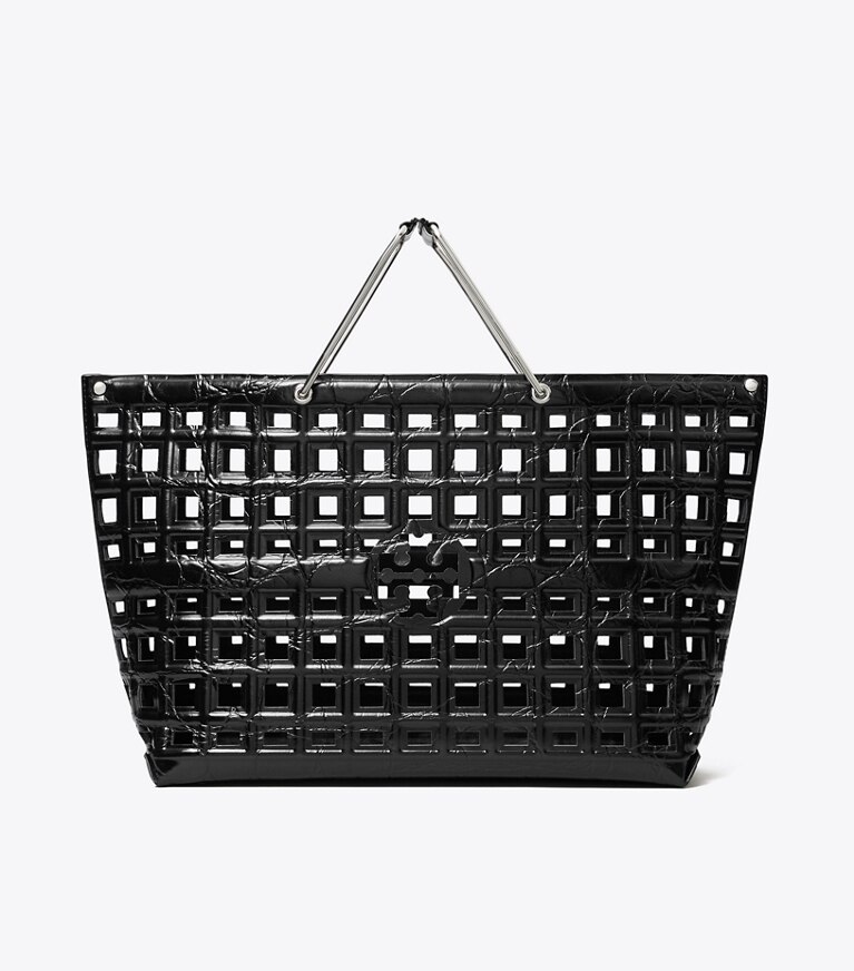 Tory Burch designer cabas Cabas Ella embossé effet croco in Black angle
