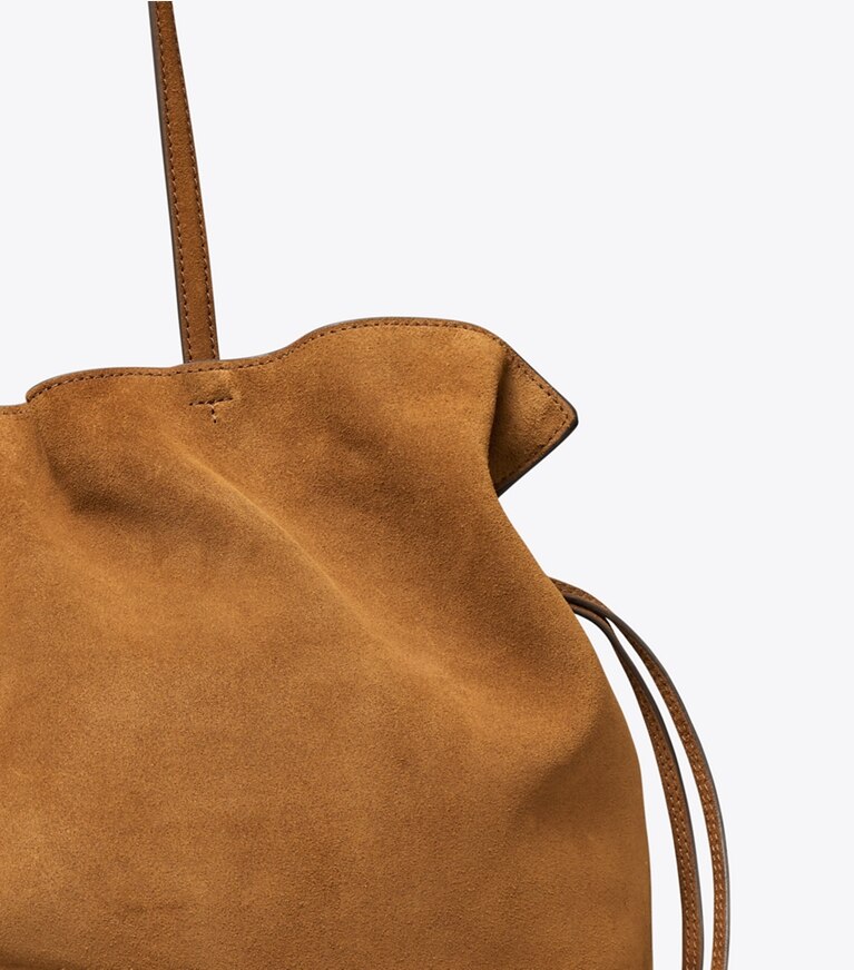 Tory Burch designer cabas Cabas Ella en daim avec cordon de serrage in Caramel informations