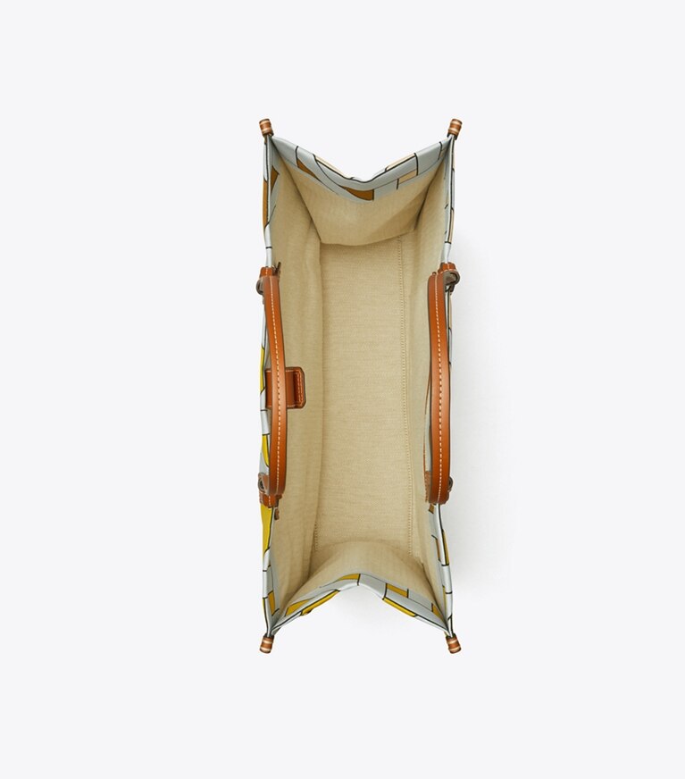 Tory Burch designer cabas Cabas Ella en toile tressée dans Blue Multi Basketweave vue du dessus