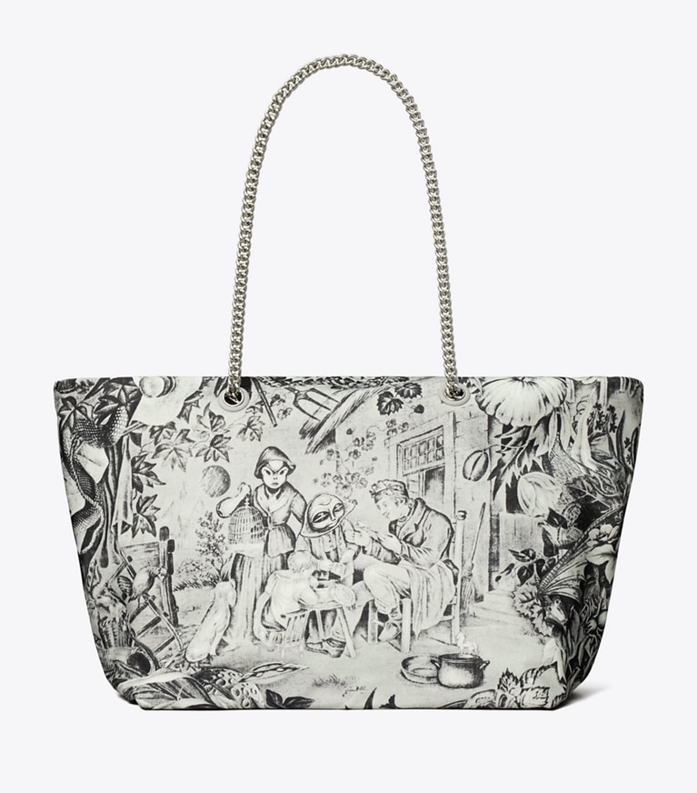 Tory Burch designer cabas Cabas Ella imprimé à chaînette in Alien Print angle