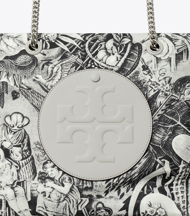 Tory Burch designer cabas Cabas Ella imprimé à chaînette in Alien Print angle
