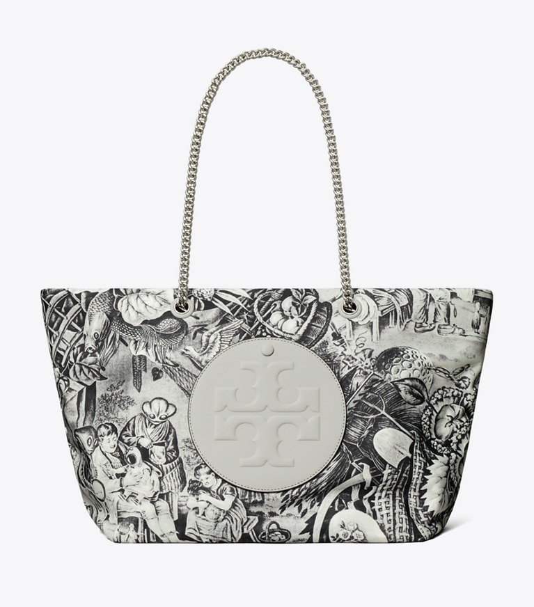 Tory Burch designer cabas Cabas Ella imprimé à chaînette in Alien Print angle