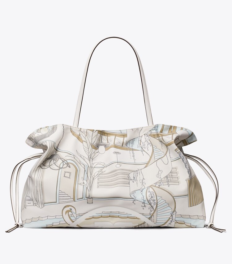 Tory Burch designer cabas Cabas Ella imprimé à cordon de serrage in The Pool Beige retour