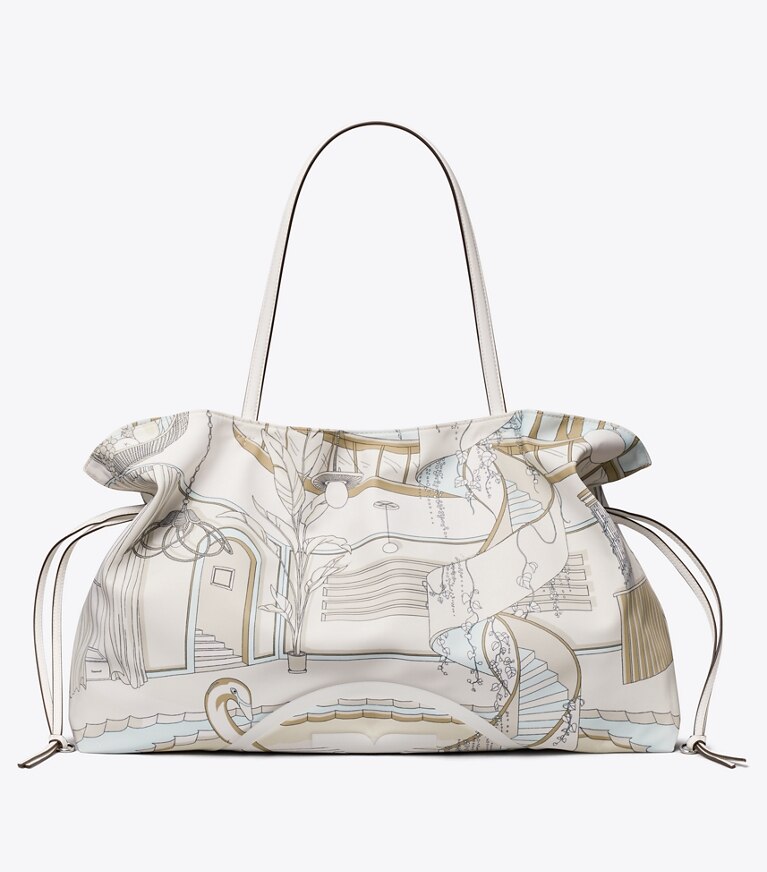 Tory Burch designer cabas Cabas Ella imprimé à cordon de serrage in The Pool Beige retour