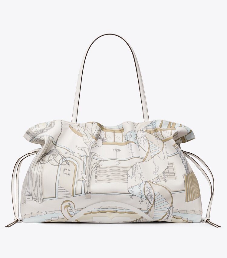 Tory Burch designer cabas Cabas Ella imprimé à cordon de serrage in The Pool Beige front