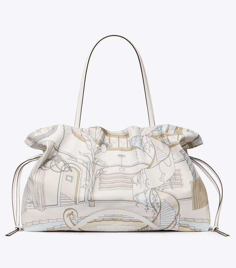 Tory Burch designer cabas Cabas Ella imprimé à cordon de serrage in The Pool Beige front