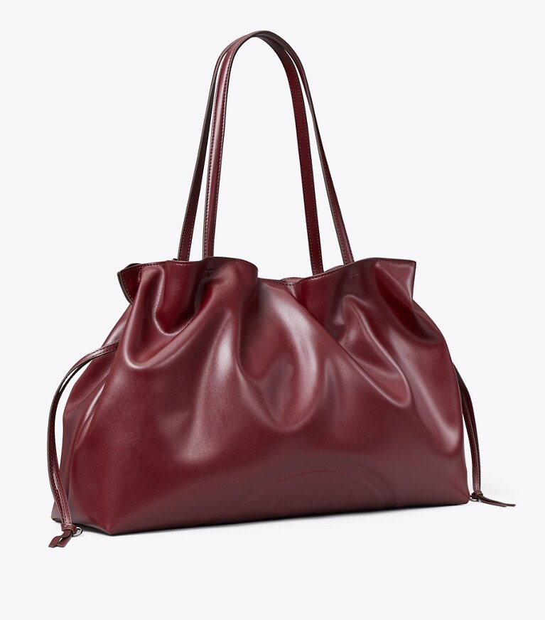Tory Burch designer cabas Cabas Ella natuura™ à cordon de serrage dans Merlot angle