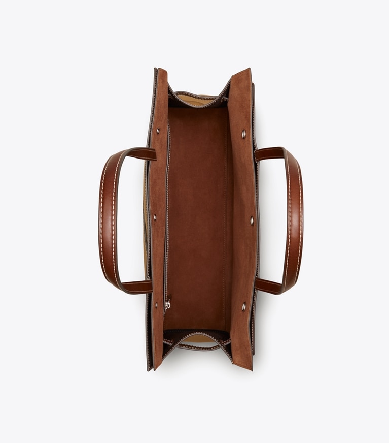 Tory Burch designer sac à main Cabas Lee Radziwill en toile in Khaki dessus