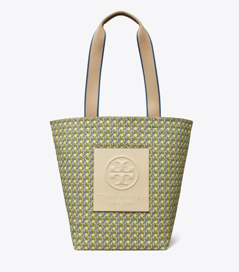 Tory Burch designer cabas Cabas réversible Ella dans ACID LEMON BASKET-WEAVE de face