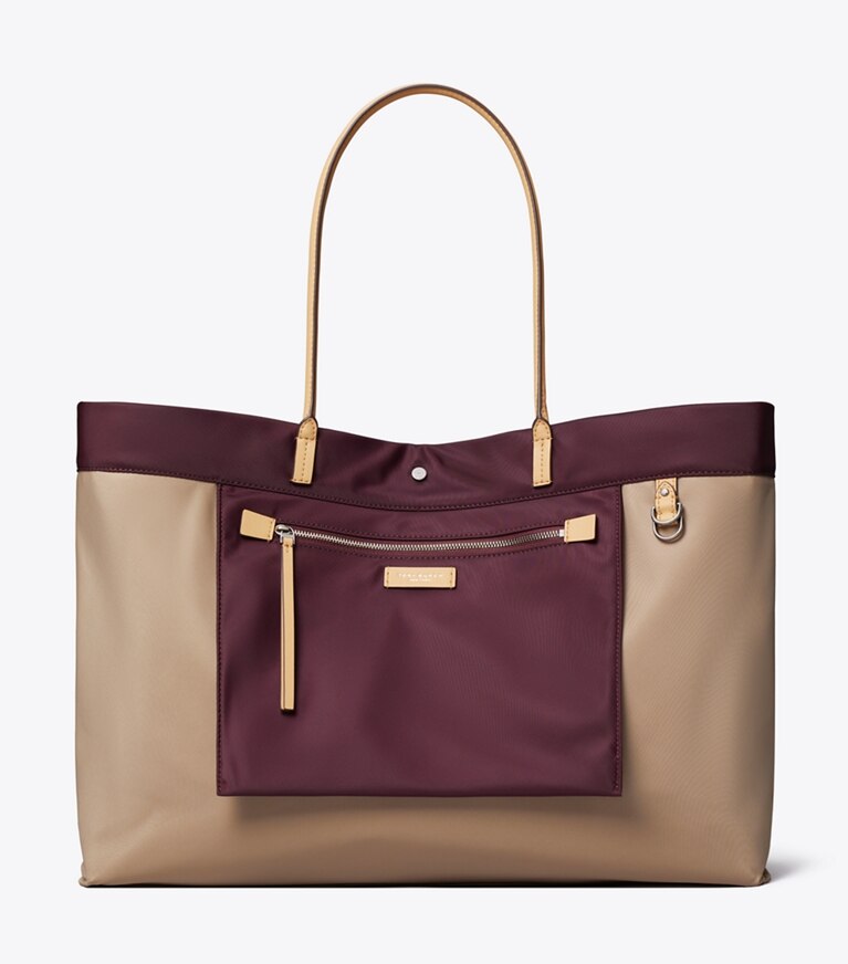 Tory Burch designer cabas Cabas réversible Ella Twist dans Dark Carmine compactable et réversible