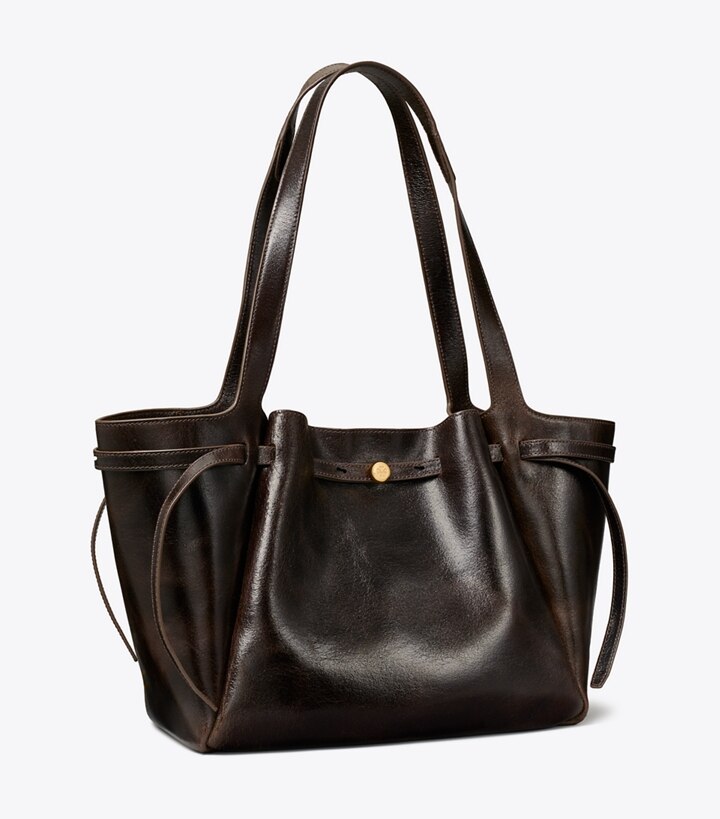 Tory Burch designer cabas Cabas Romy effet vieilli in Dark Brown angle