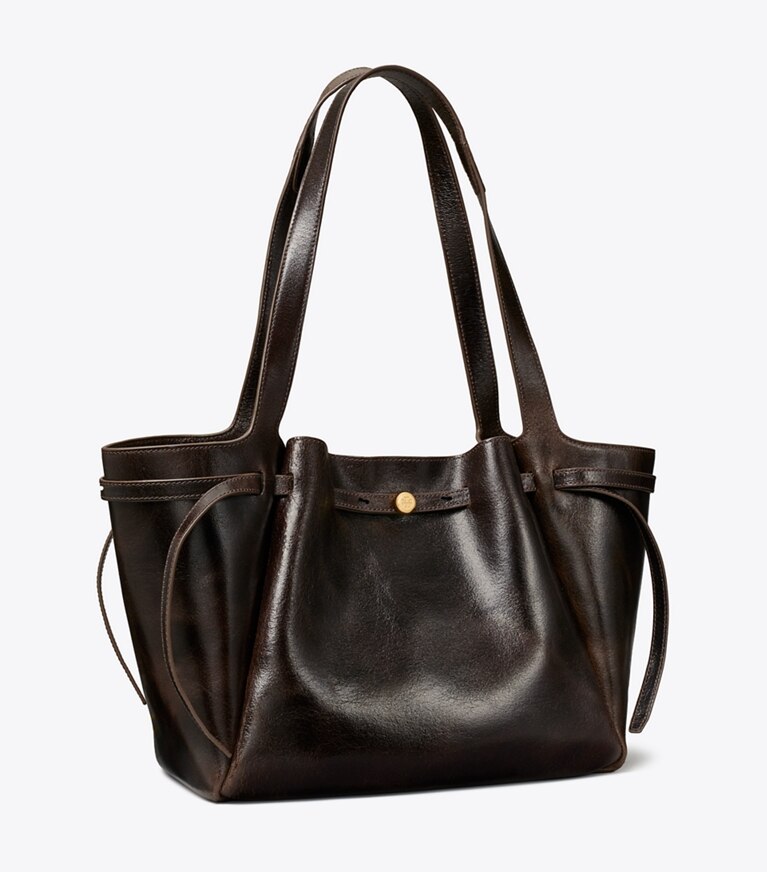 Tory Burch designer cabas Cabas Romy effet vieilli in Dark Brown angle