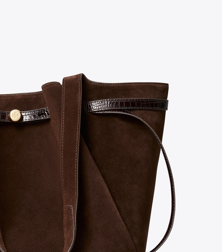 Tory Burch designer cabas Cabas Romy en daim in Dark Cocoa informations