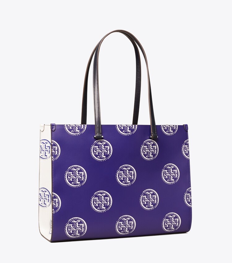 Tory Burch designer cabas Cabas T Monogram à contraste gaufré dans Ballpoint Blue angle