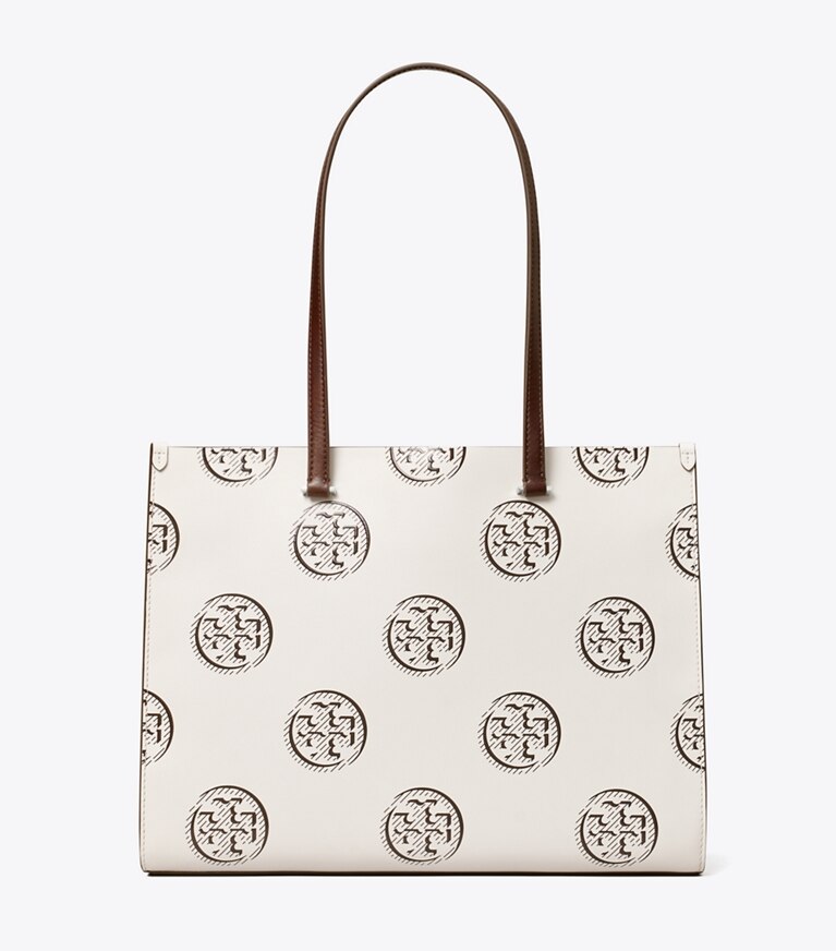 Tory Burch designer cabas Cabas T Monogram à contraste gaufré dans Chocolate retour