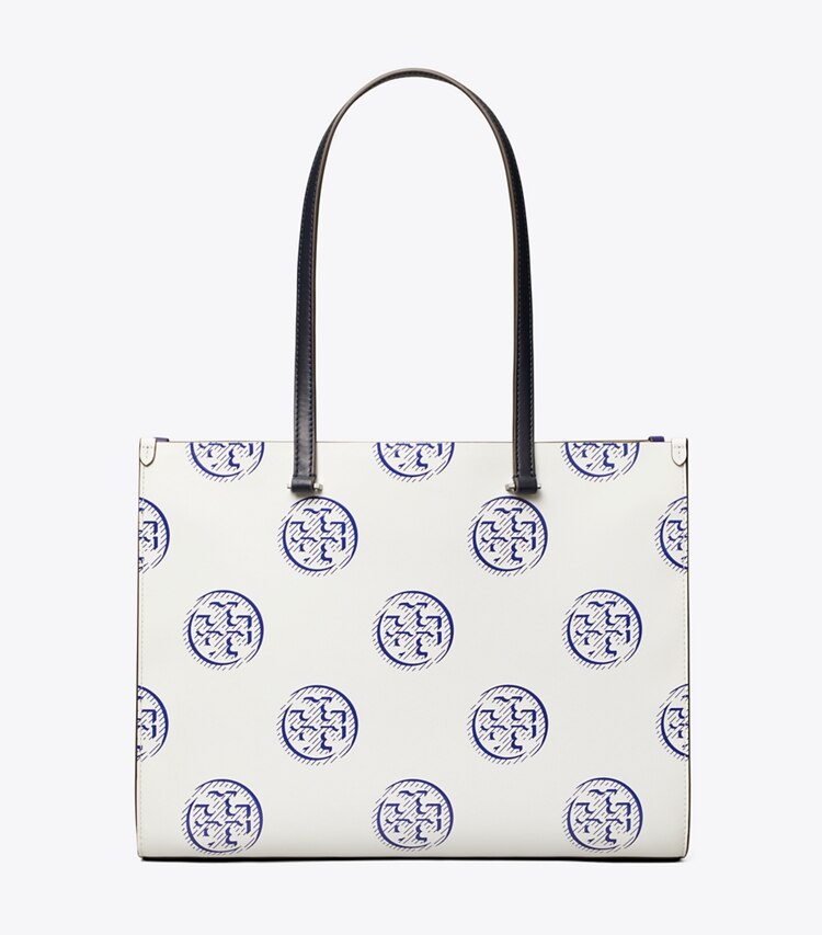 Tory Burch designer cabas Cabas T Monogram à contraste gaufré dans Ballpoint Blue retour
