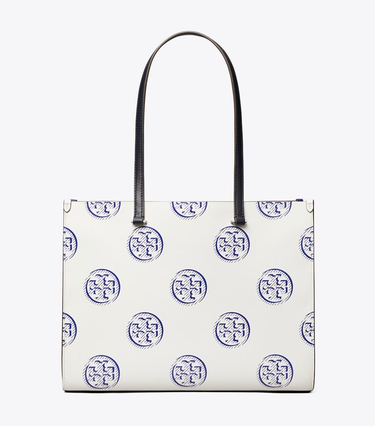 Tory Burch designer cabas Cabas T Monogram à contraste gaufré dans Ballpoint Blue retour