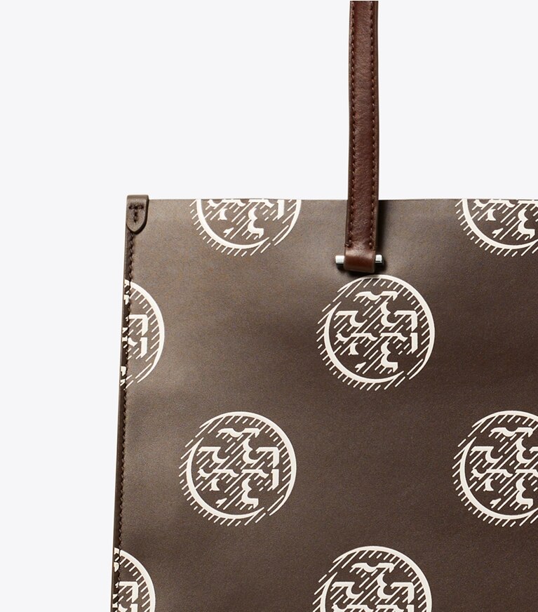 Tory Burch designer cabas Cabas T Monogram à contraste gaufré dans Chocolate détails