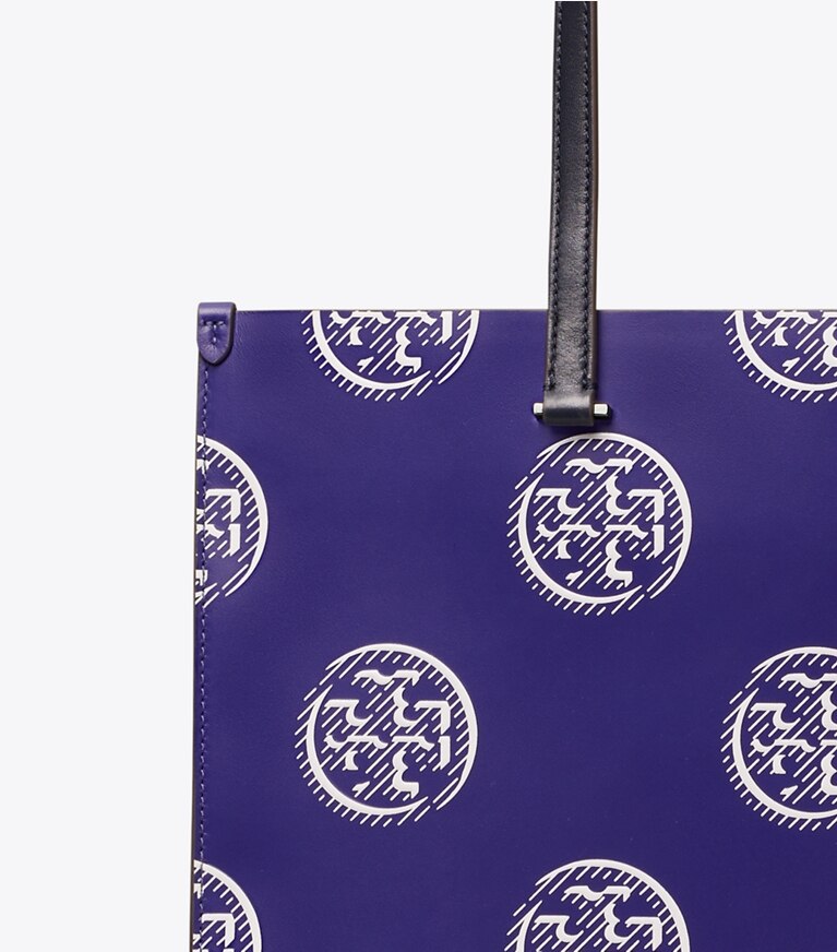 Tory Burch designer cabas Cabas T Monogram à contraste gaufré dans Ballpoint Blue détails