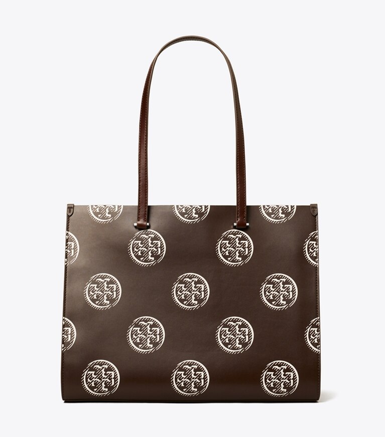 Tory Burch designer cabas Cabas T Monogram à contraste gaufré dans Chocolate de face