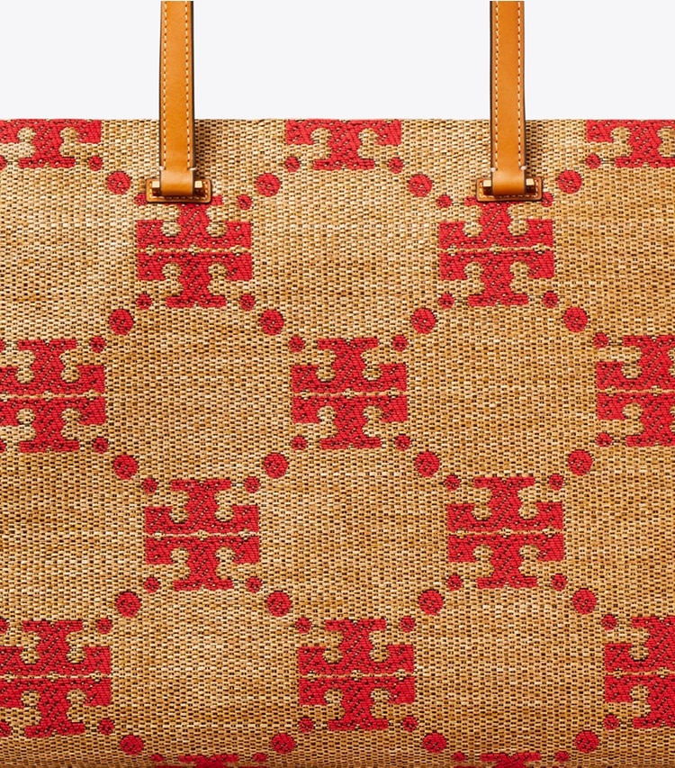 Tory Burch designer cabas Cabas tissé T Monogram dans Natural détails