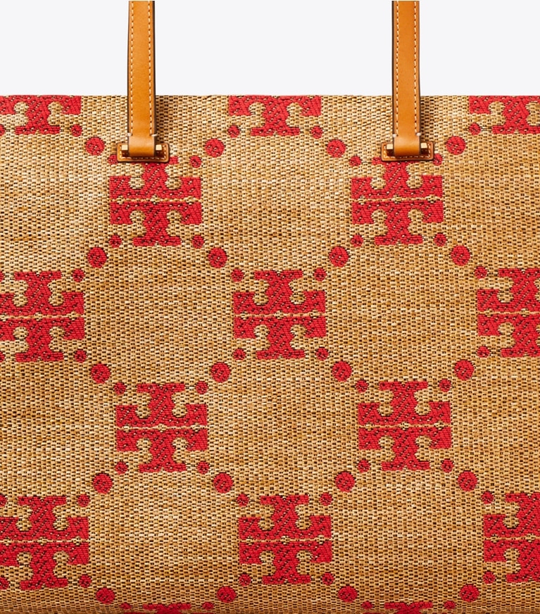 Tory Burch designer cabas Cabas tissé T Monogram dans Natural détails