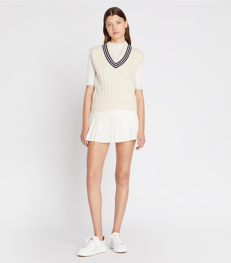 Cable Knit Vest: Women's Designer Sweaters | Tory Sport