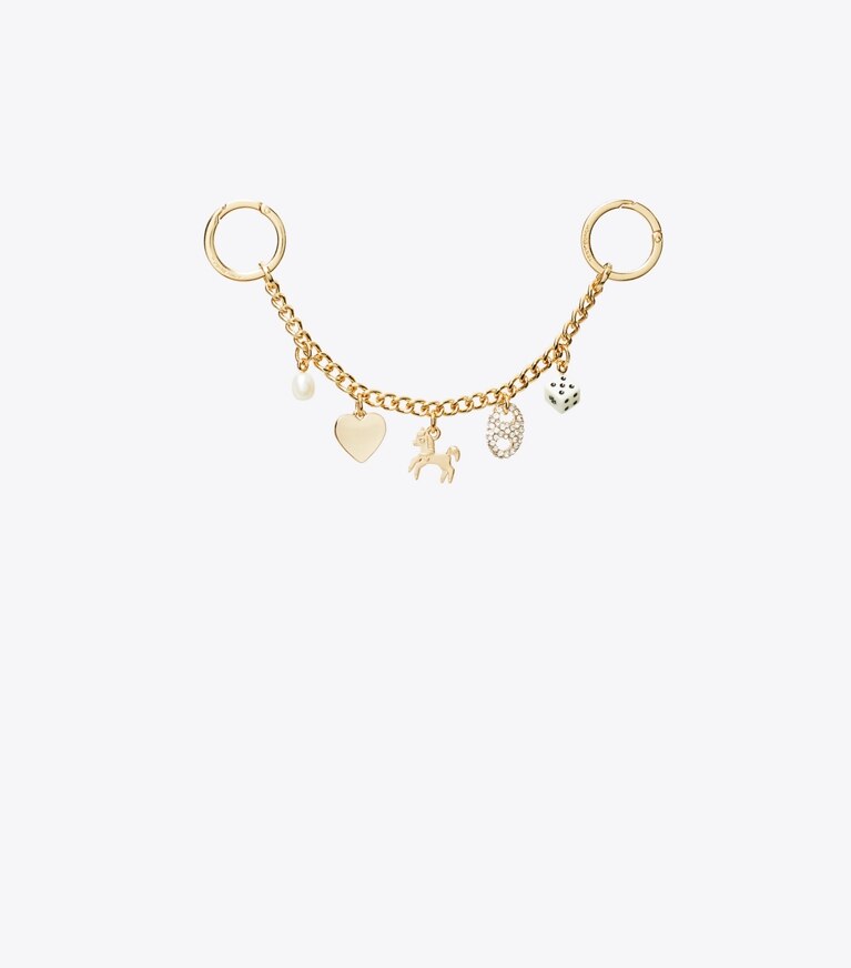 Tory Burch diseñador dijes para bolso y llaveros Cadena para bolso con dije de caballo en GOLD / MULTI frente