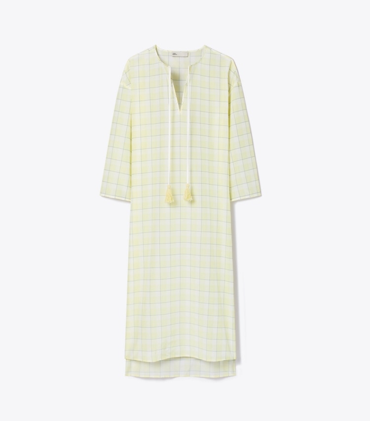 Tory Burch diseñador pareos Caftán de algodón a cuadros en LUMEN PLAID frente