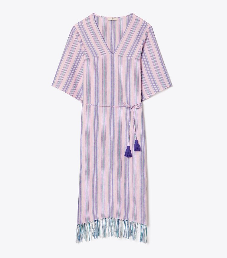Tory Burch diseñador ropa de playa Caftán de rayas en PURPLE STRIPE frontal