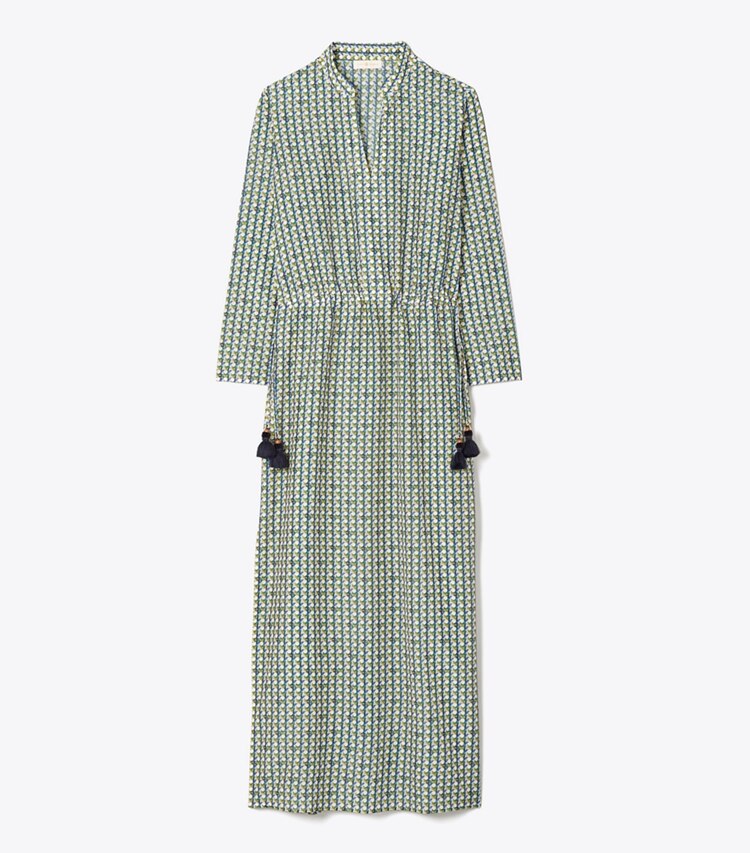 Tory Burch diseñador vestidos Caftán largo estampado en BASKET-WEAVE LOGO GEO SMALL - Combo L frente