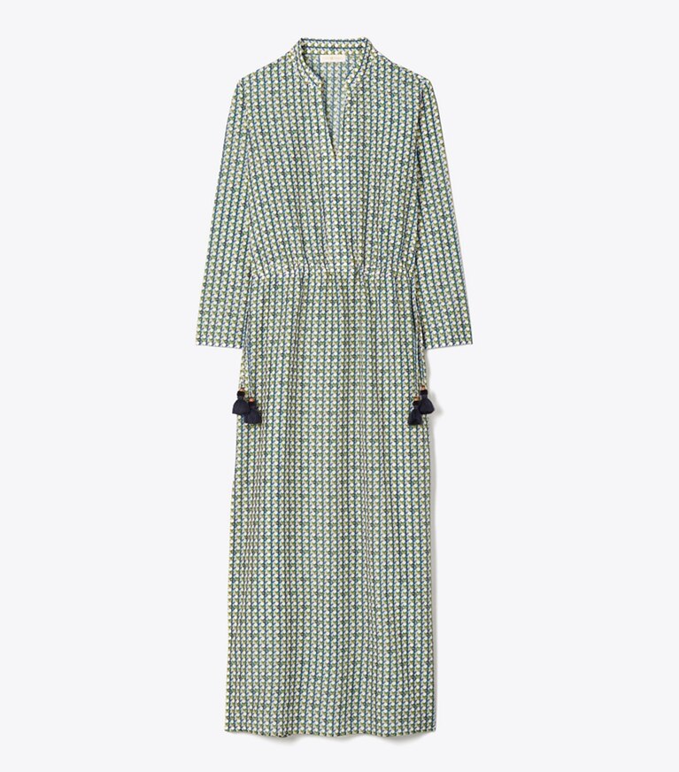 Tory Burch diseñador vestidos Caftán largo estampado en BASKET-WEAVE LOGO GEO SMALL - Combo L frente