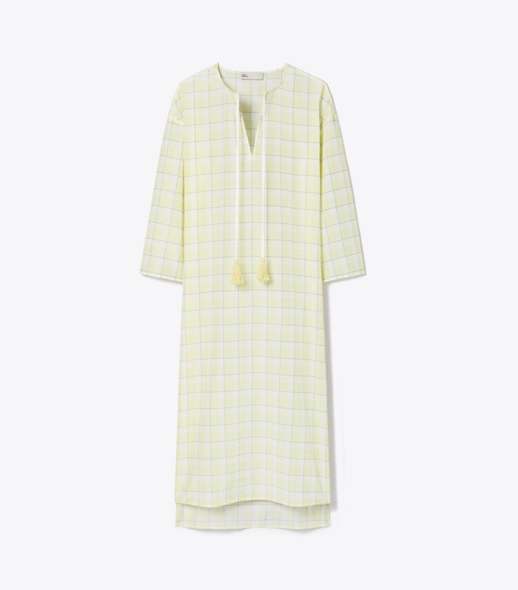 Tory Burch designer paréos Caftan en coton à carreaux dans LUMEN PLAID de face