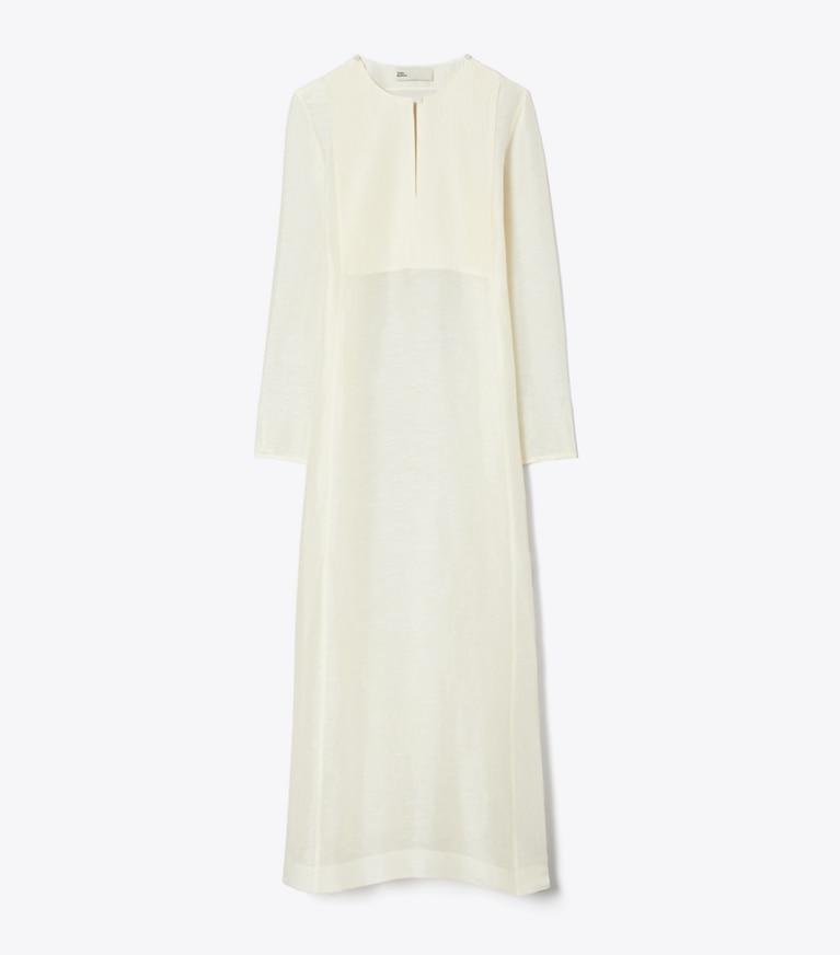 Tory Burch designer paréos Caftan long en lin in New Ivory front