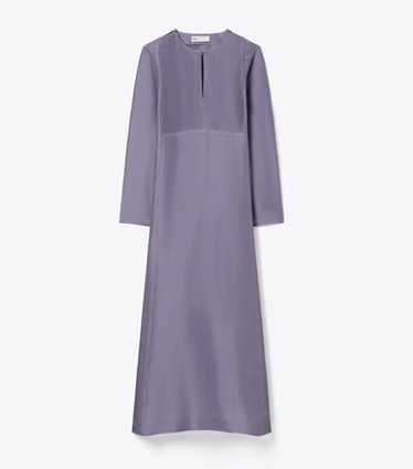 Tory Burch designer paréos Caftan long en lin dans Lavender de face