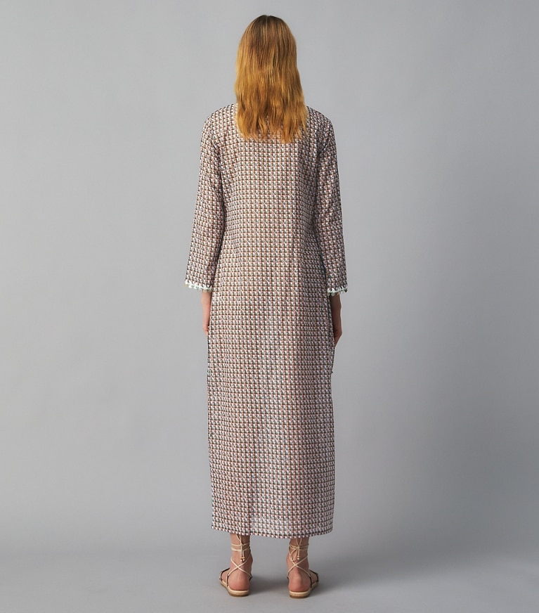 Tory Burch designer copricostume Caftano decorato per la spiaggia  in CRISP BLUE BASKETWEAVE front