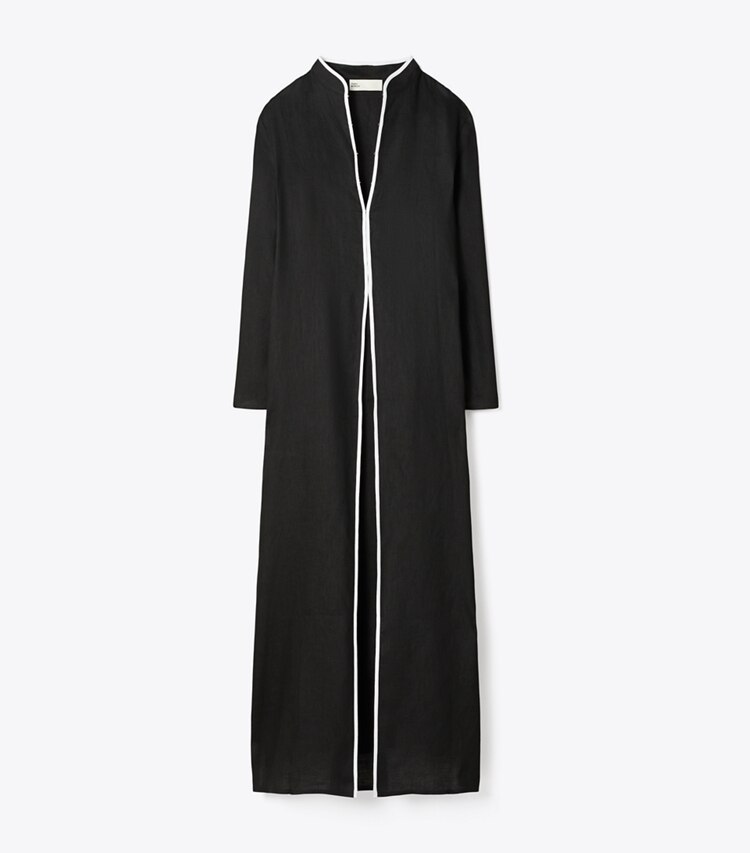 Tory Burch designer copricostume Caftano in lino in Black / White front